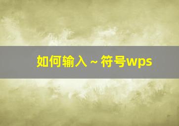 如何输入～符号wps