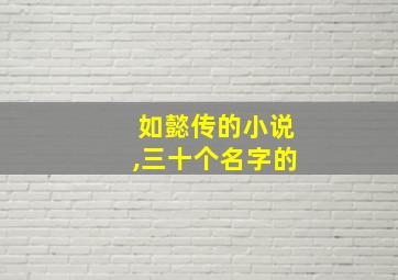 如懿传的小说,三十个名字的