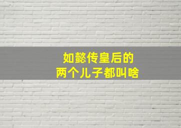 如懿传皇后的两个儿子都叫啥