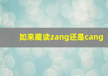 如来藏读zang还是cang