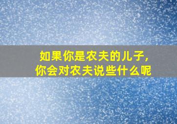 如果你是农夫的儿子,你会对农夫说些什么呢