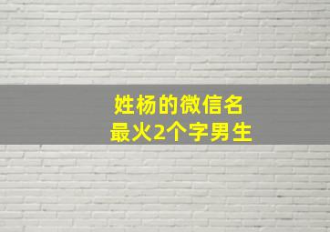 姓杨的微信名最火2个字男生