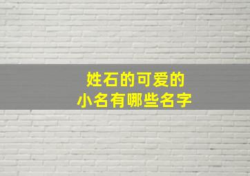 姓石的可爱的小名有哪些名字