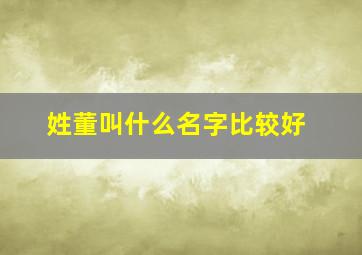 姓董叫什么名字比较好