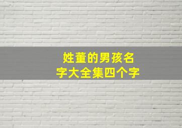 姓董的男孩名字大全集四个字