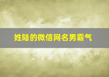 姓陆的微信网名男霸气