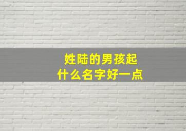 姓陆的男孩起什么名字好一点