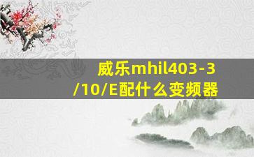 威乐mhil403-3/10/E配什么变频器