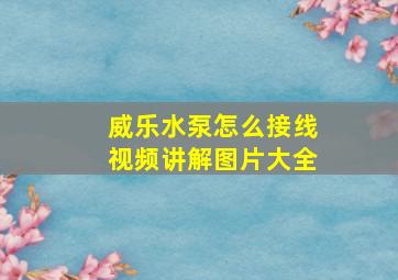 威乐水泵怎么接线视频讲解图片大全