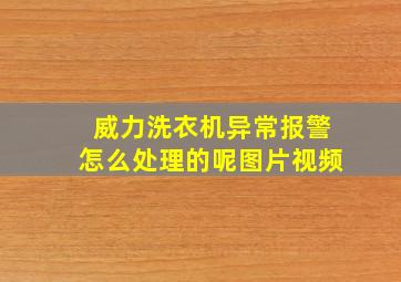 威力洗衣机异常报警怎么处理的呢图片视频