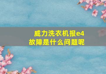 威力洗衣机报e4故障是什么问题呢