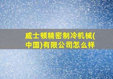 威士顿精密制冷机械(中国)有限公司怎么样