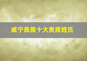 威宁彝族十大贵族姓氏