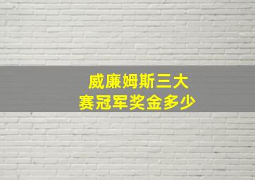 威廉姆斯三大赛冠军奖金多少