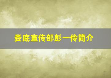 娄底宣传部彭一伶简介