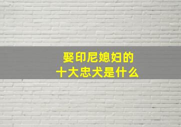 娶印尼媳妇的十大忠犬是什么