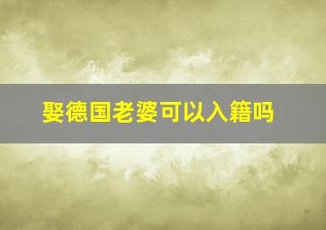 娶德国老婆可以入籍吗