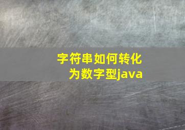 字符串如何转化为数字型java