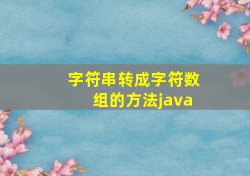 字符串转成字符数组的方法java