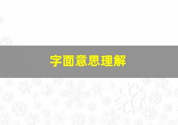 字面意思理解