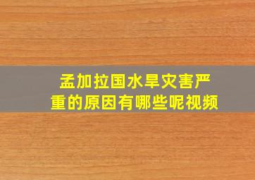 孟加拉国水旱灾害严重的原因有哪些呢视频