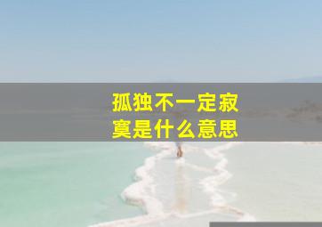 孤独不一定寂寞是什么意思