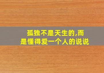 孤独不是天生的,而是懂得爱一个人的说说