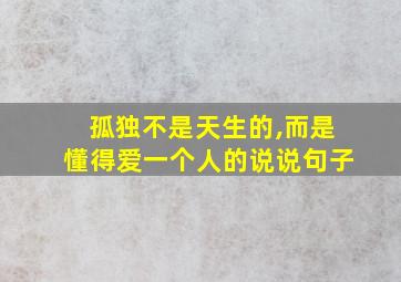 孤独不是天生的,而是懂得爱一个人的说说句子