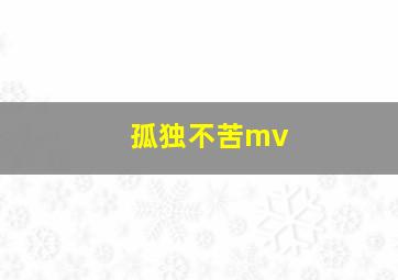 孤独不苦mv