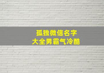 孤独微信名字大全男霸气冷酷