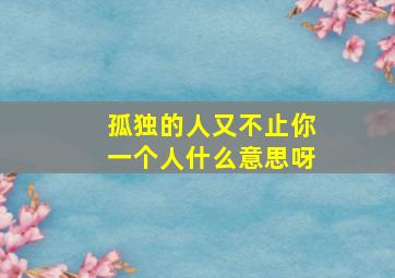 孤独的人又不止你一个人什么意思呀