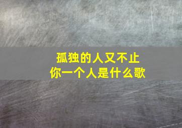 孤独的人又不止你一个人是什么歌