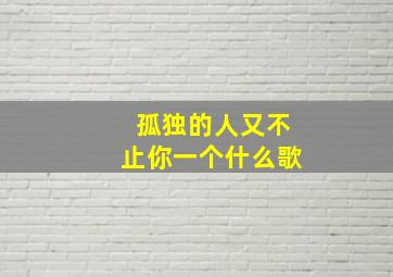 孤独的人又不止你一个什么歌