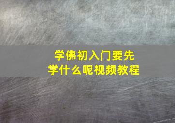 学佛初入门要先学什么呢视频教程