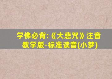 学佛必背:《大悲咒》注音教学版-标准读音(小梦)