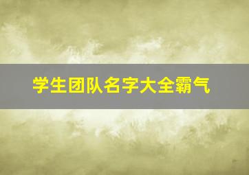 学生团队名字大全霸气