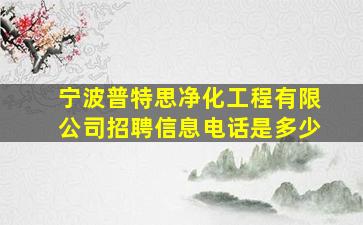 宁波普特思净化工程有限公司招聘信息电话是多少