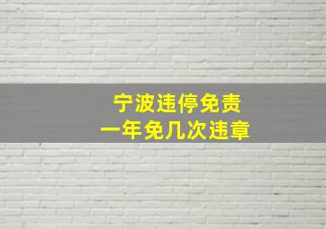 宁波违停免责一年免几次违章