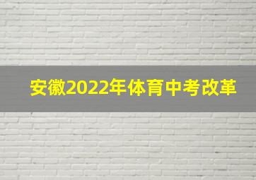 安徽2022年体育中考改革