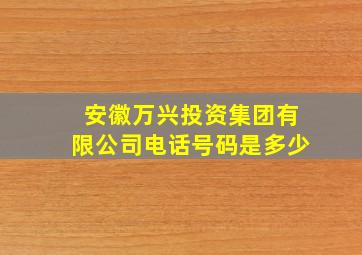 安徽万兴投资集团有限公司电话号码是多少