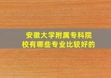 安徽大学附属专科院校有哪些专业比较好的