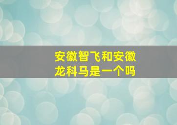 安徽智飞和安徽龙科马是一个吗