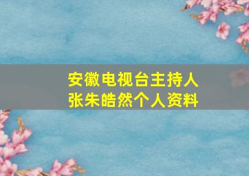 安徽电视台主持人张朱皓然个人资料