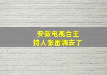 安徽电视台主持人张雷哪去了