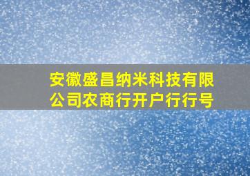 安徽盛昌纳米科技有限公司农商行开户行行号