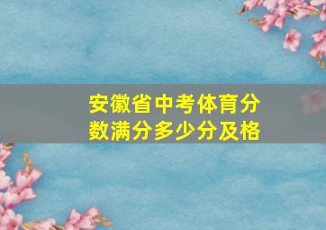 安徽省中考体育分数满分多少分及格