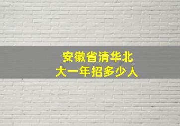 安徽省清华北大一年招多少人