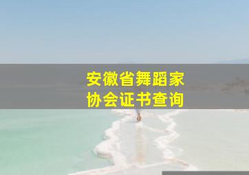 安徽省舞蹈家协会证书查询