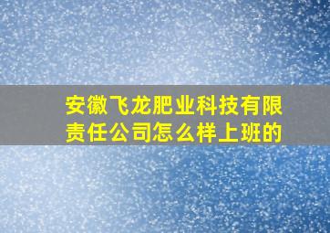 安徽飞龙肥业科技有限责任公司怎么样上班的