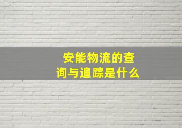 安能物流的查询与追踪是什么